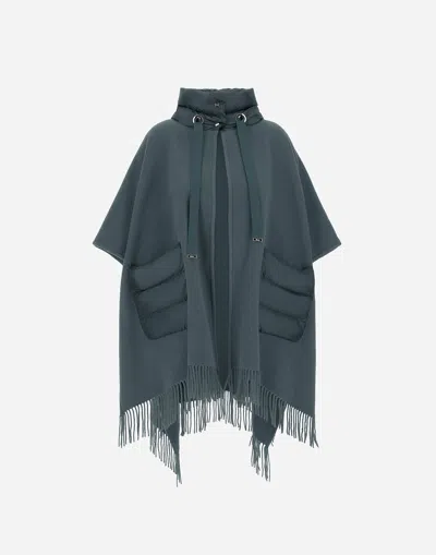 Herno Resort Poncho In Warmy & Nylon Ultralight In Blue