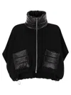 Herno Resort Poncho In Wool And Cashemre With Ultralight Nylon Details In Black