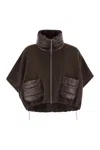 Herno Resort Poncho In Wool And Cashemre With Ultralight Nylon Details In Brown