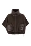 Herno Resort Poncho In Wool And Cashemre With Ultralight Nylon Details In Green