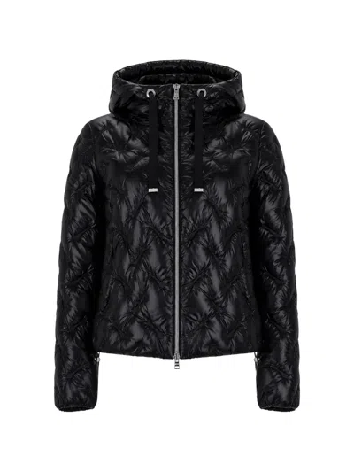 Herno Black High Neck Drawstring Double-slider Zip Polyamide Down Jacket