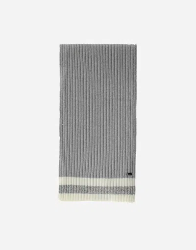 Herno Resort Scarf In Double Rib Wool In Gray