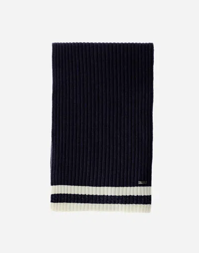 Herno Resort Scarf In Double Rib Wool In Black