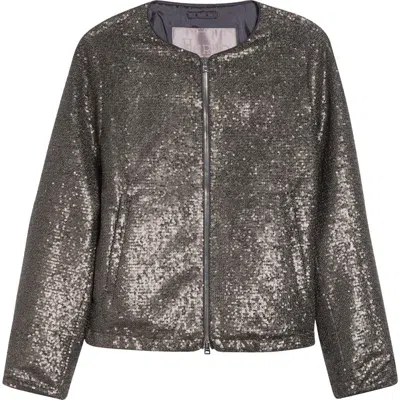 Herno Resort Sequin Bomber Jacket In Gray