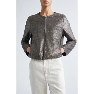 Herno Resort Sequin Bomber Jacket In Gray