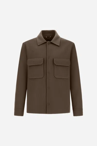 Herno Resort Shacket In Double Faced Pure Wool In Brown