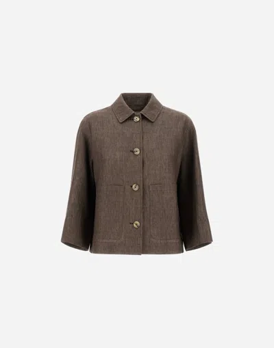 Herno Resort Shacket In New Linen In Brown