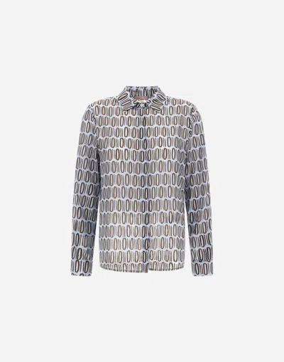 Herno Resort Shirt In Light Cotton Rectangular Print