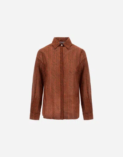 Herno Resort Shirt In Light Cotton Spike Print