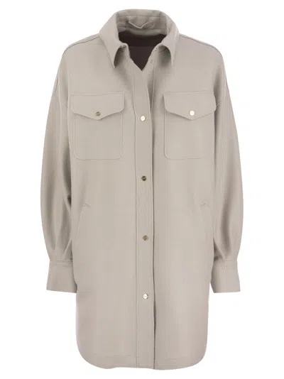 Herno Resort Shirt In Lightweight Boiled Wool In Ice