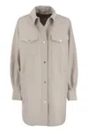 Herno Resort Shirt In Lightweight Boiled Wool In Ice