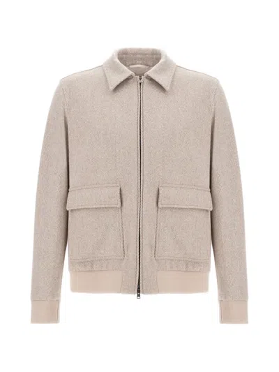 Herno Resort Shirt-collar Bomber Jacket In Neutral