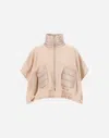 Herno Resort Short Poncho In Warmy Cashmere Wool & Nylon Ultralight In White