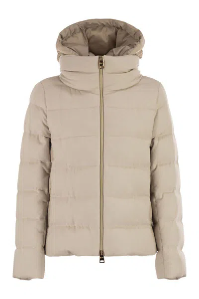 Herno Resort Silk And Cashmere Down Jacket In Neutral
