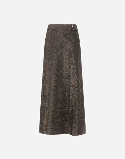 Herno Resort Skirt In Matt Sequins In Green