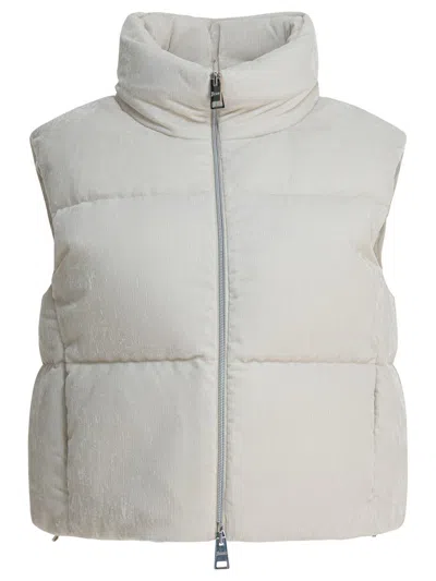 Herno "resort" Sleeveless Jacket In Bright Corduroy In Neutral