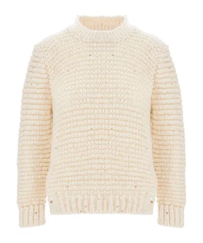 Herno Resort Sweater In Alpaca And Lurex Blend In White