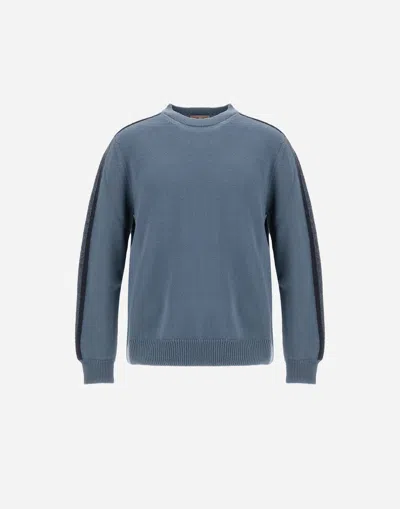 Herno Resort Sweater In Carded Pure Wool In Blue
