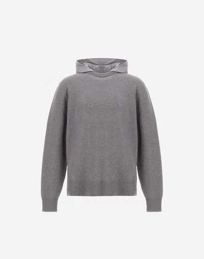 Herno Resort Sweater In Double Cotton Knit And Travel Nylon Ponente In Gray