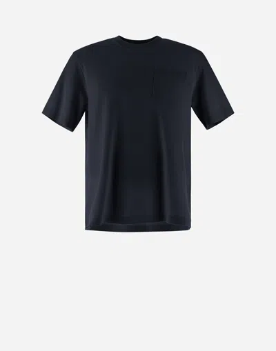 Herno Resort T-shirt In Warm Jersey Knit Effect In Navy Blue