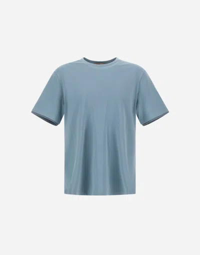 Herno Resort T-shirt In Basic Cotton & Light Stretch Nylon In Black