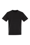 Herno Resort T-shirt In Cotton And Light Stretch Nylon In Black