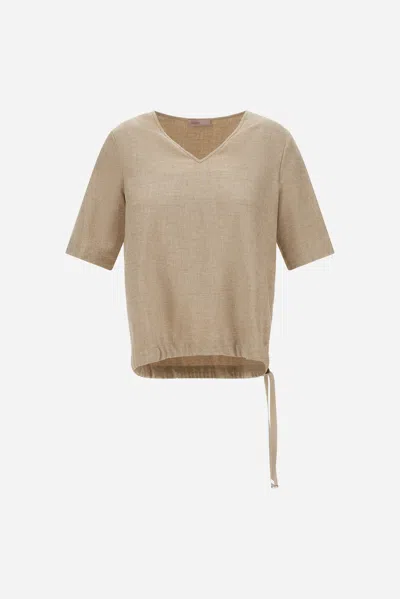 Herno Resort T-shirt In Melange Flannel In Neutral