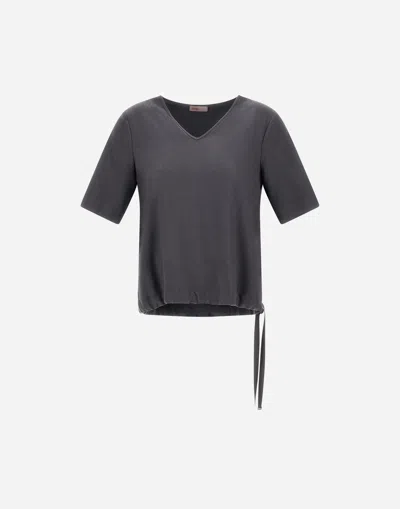 Herno Resort T-shirt In Melange Flannel In Gray