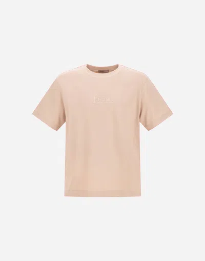 Herno Resort T-shirt In Pure Cotton Jersey In Pink