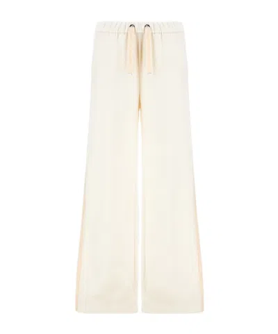 Herno Resort Trousers In Cashmere-feel Flannel In White