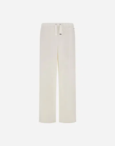 Herno Resort Trousers In Cotton Feel With Drawstring In Brown