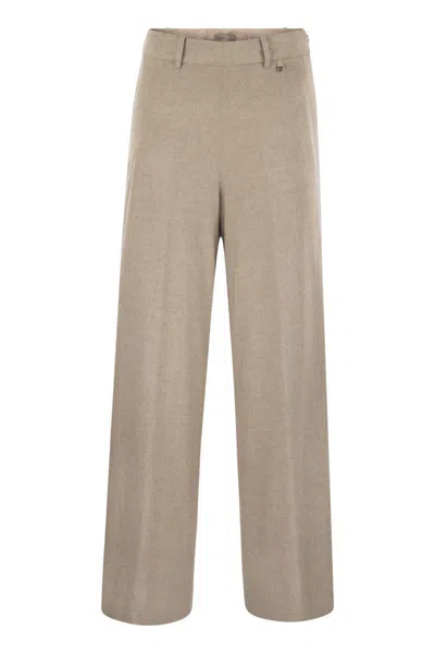 Herno Resort Trousers In Melange Fabric In Neutral