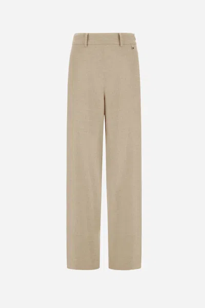 Herno Resort Trousers In Melange Flannel In Neutral