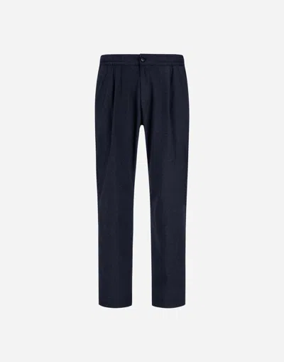 Herno Resort Trousers In Melange Suede Effect In Blue