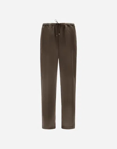 Herno Resort Trousers In New Linen In Brown