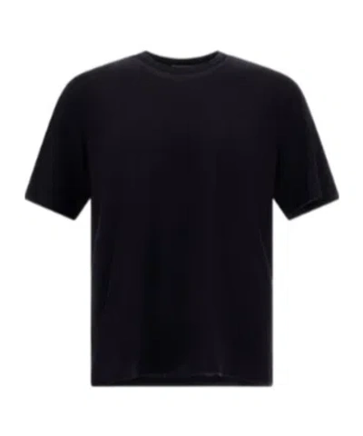 Herno Resort T-shirt In Wool Jersey With A Shiny Finish In Blue