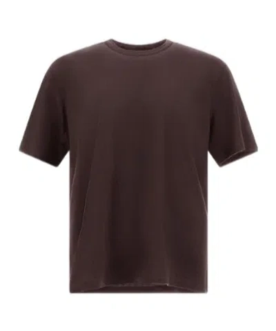 Herno Resort T-shirt In Wool Jersey With A Shiny Finish In Brown