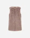 Herno Resort Vest In Fullness Faux Fur In Brown