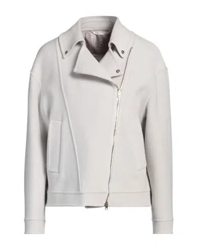 Herno Resort Woman Jacket Light Grey Size 4 Virgin Wool, Polyamide In Gray