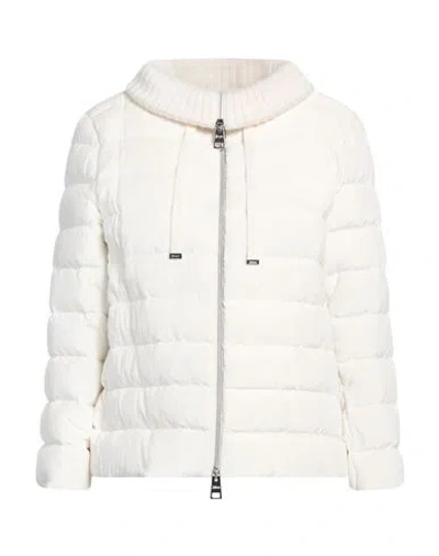 HERNO HERNO RESORT WOMAN PUFFER WHITE SIZE 8 VISCOSE, VIRGIN WOOL