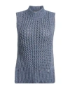 Herno Resort Woman Sweater Slate Blue Size 12 Alpaca Wool, Metallic Fiber, Polyamide, Wool In Blue