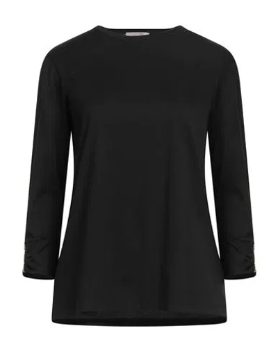 Herno Resort Woman T-shirt Black Size 16 Cotton, Elastane
