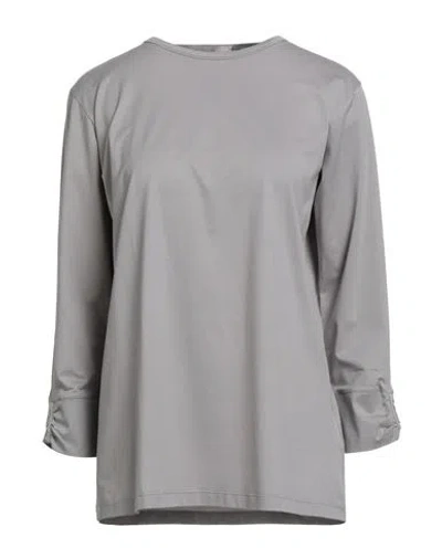 Herno Resort Woman T-shirt Grey Size 10 Cotton, Elastane In Gray