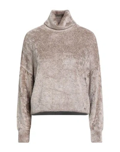 Herno Resort Woman Turtleneck Light Brown Size 8 Viscose, Polyamide