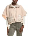 Herno Resort Poncho In Wool And Cashemre With Ultralight Nylon Details In Neutral