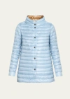 Herno Reversible A-line Puffer Coat In Sky Blue/camel