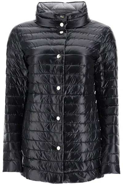 HERNO REVERSIBLE A-SHAPE DOWN JACKET BLACK AND GRAY