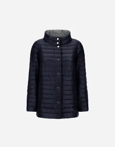 Herno Reversible A-shape Jacket In Nylon Ultralight In Blue Grey