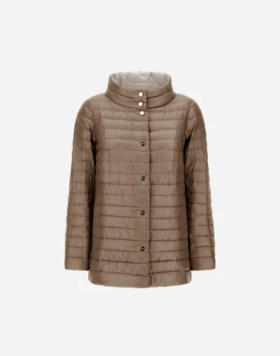 Herno Reversible A-shape Jacket In Nylon Ultralight In Chantilly/dove Grey