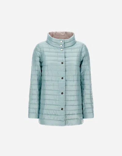 Herno Reversible A-shape Jacket In Nylon Ultralight In Ice/light Blue